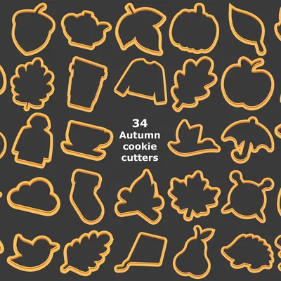 Bộ 34 Khuôn Cắt Bánh Quy Chủ Đề Mùa Thu In 3D (34 Autumn Cookie Cutters)