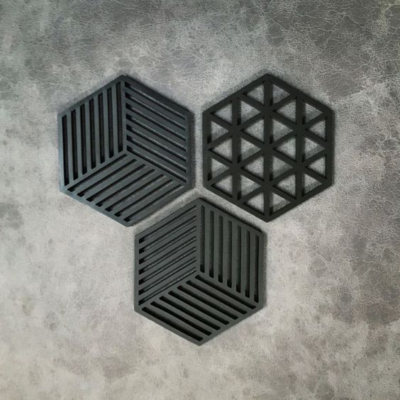 Miếng lót ly lục giác 3D hiện đại - Phụ kiện trang trí bàn trà - Image 3