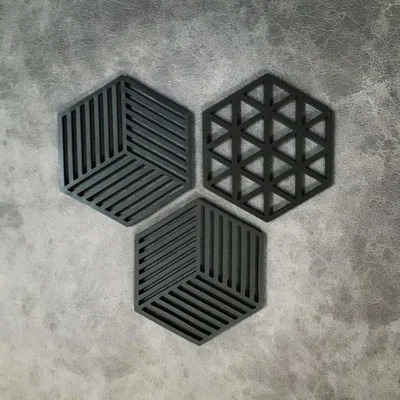 Miếng lót ly lục giác 3D hiện đại - Phụ kiện trang trí bàn trà