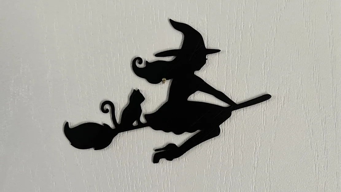 Mô hình trang trí tường hình Phù thủy cưỡi chổi cho Halloween - Image 1