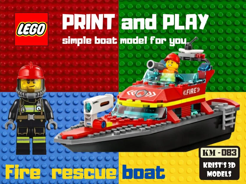 Mô hình tàu cứu hỏa LEGO (Fire Rescue Boat) in 3D cực đẹp - Image 1