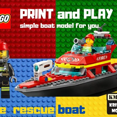 Mô hình tàu cứu hỏa LEGO (Fire Rescue Boat) in 3D cực đẹp