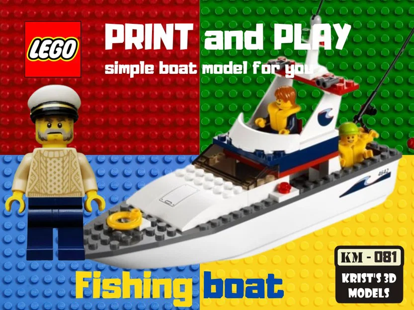 Mô hình thuyền đánh cá phong cách LEGO - Tự in và lắp ráp - Image 1