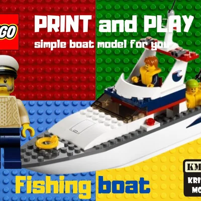 Mô hình thuyền đánh cá phong cách LEGO - Tự in và lắp ráp