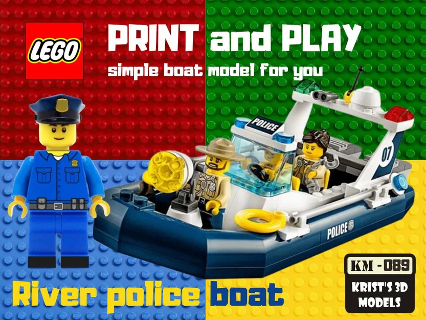 Mô hình tàu cảnh sát đường sông phong cách LEGO in 3D cực chất - Image 1