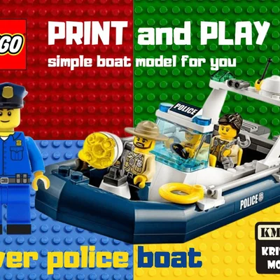 Mô hình tàu cảnh sát đường sông phong cách LEGO in 3D cực chất