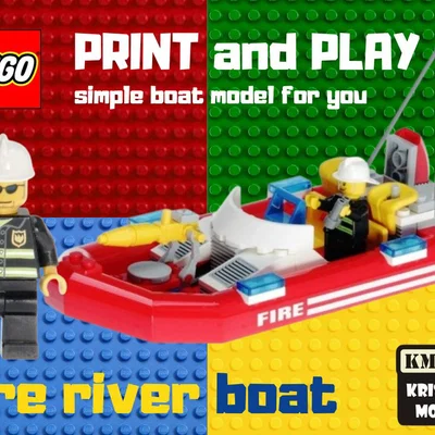 Mô hình tàu chữa cháy cứu hộ phong cách LEGO ấn tượng