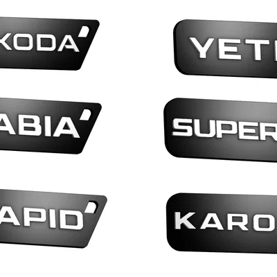Bộ sưu tập móc khóa Skoda (Fabia, Yeti, Rapid, Superb, Karoq) in 3D