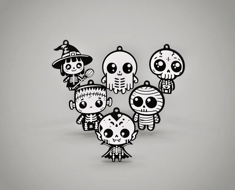 Bộ Móc Khóa 6 Nhân Vật Halloween (6 Halloween Characters Keychain SET) - Image 1