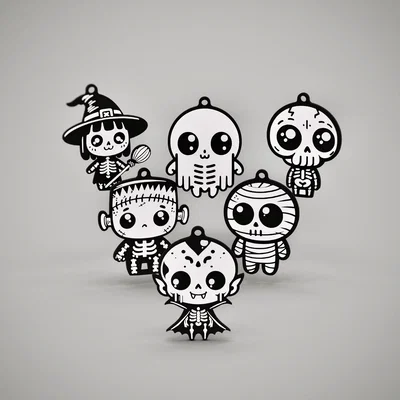 Bộ Móc Khóa 6 Nhân Vật Halloween (6 Halloween Characters Keychain SET)