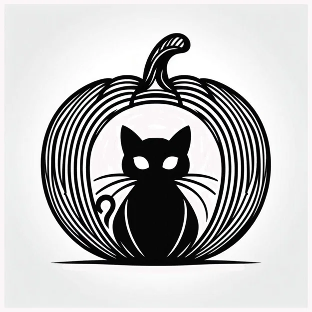 Mô hình mèo Halloween trong quả bí ngô - File in 3D cực đẹp - Image 1