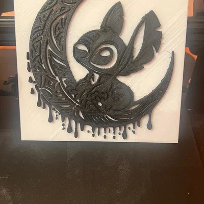 Mô hình 3D tranh Stitch phong cách Mandala trên mặt trăng độc đáo