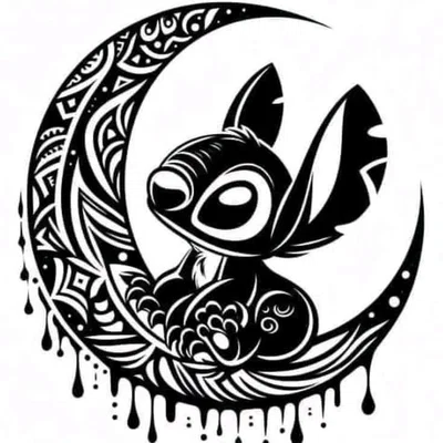 Mô hình 3D tranh Stitch phong cách Mandala trên mặt trăng độc đáo