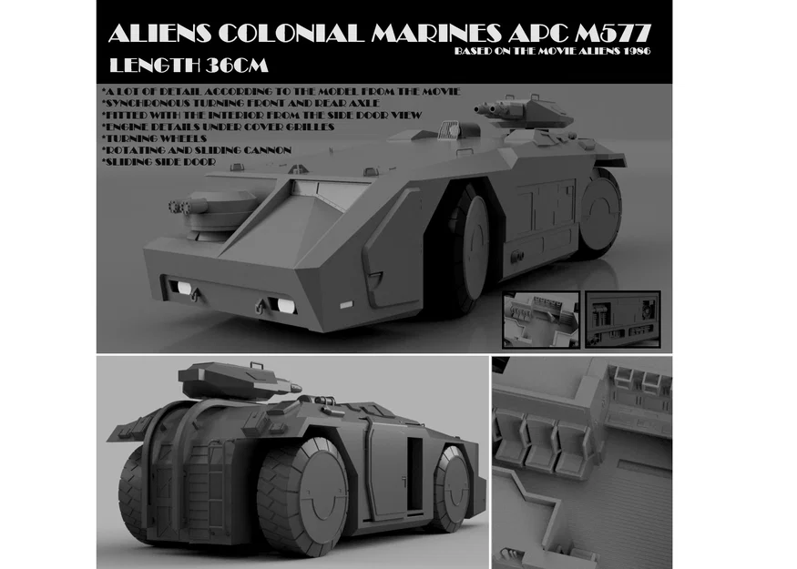 Aliens APC Colonial Marines M577 articulated - Mô hình APC khớp động - Image 1