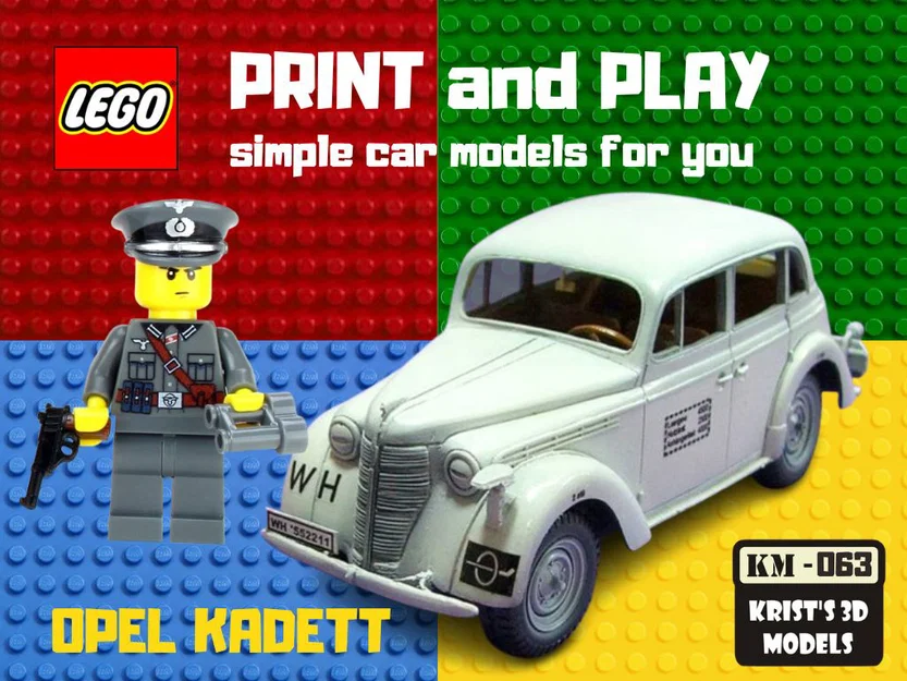 Mô hình xe Opel Kadett K38 cho LEGO - Tự in 3D dễ dàng - Image 1