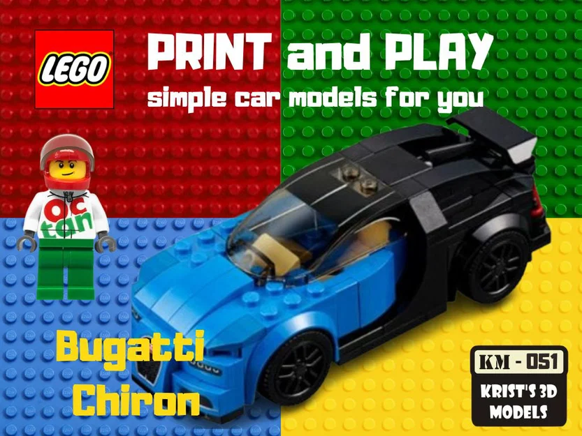 Mô hình xe Bugatti Chiron in 3D tương thích với LEGO - Image 1