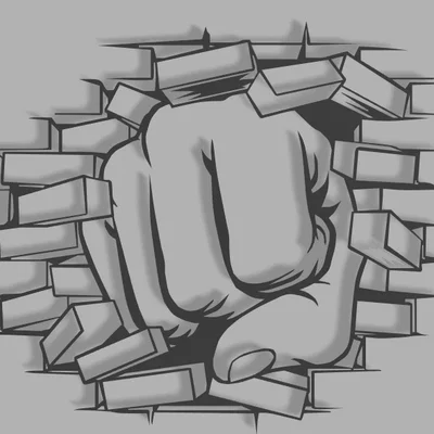 Wallart Nắm Đấm và Gạch (Wallart fist and bricks)