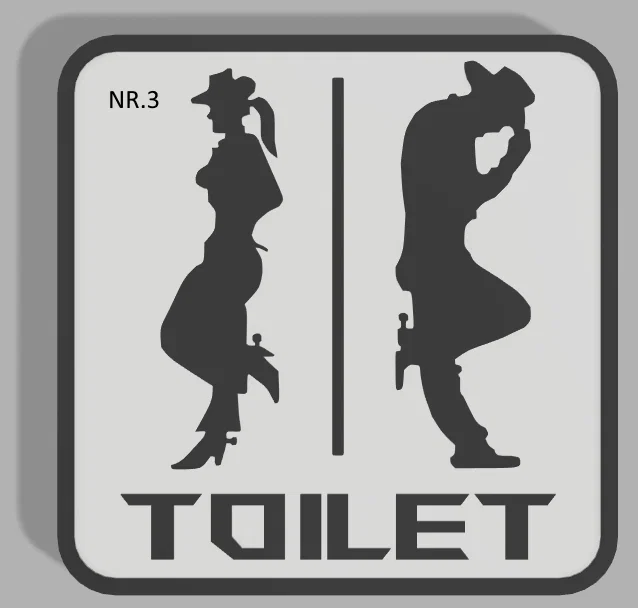 Bảng hiệu nhà vệ sinh (cao bồi) – Toiletsign (cowboys) - Image 1