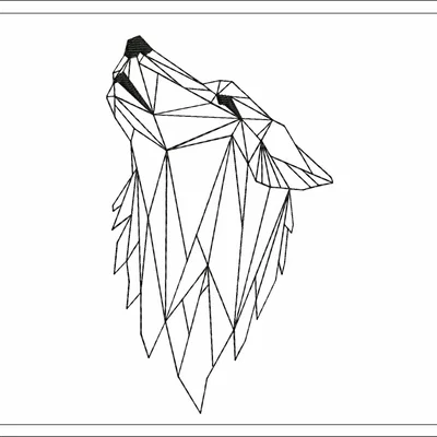 Mô hình trang trí tường hình đầu sói phong cách Geometric