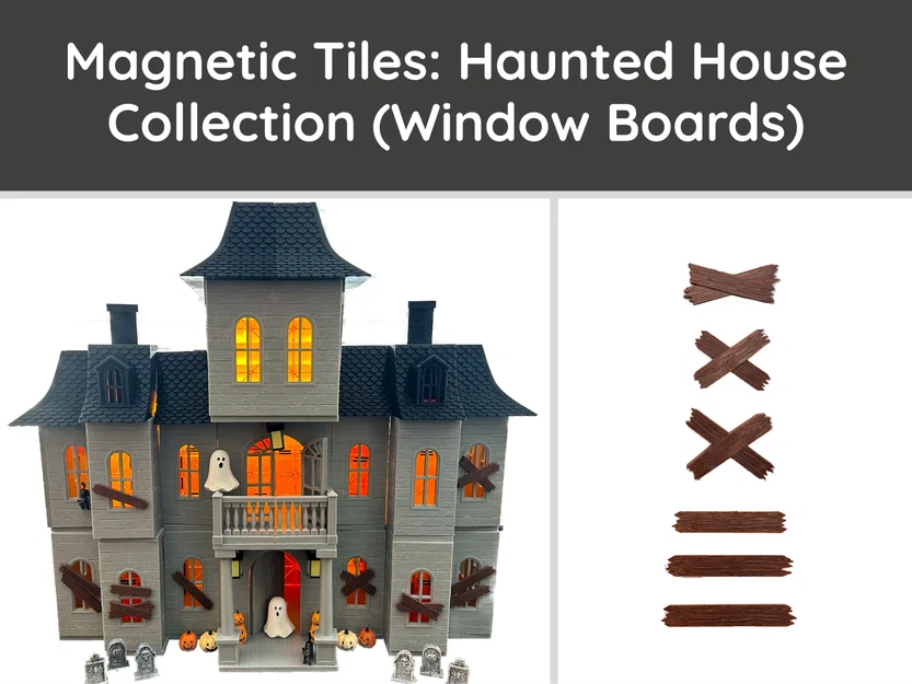 Magnetic Tiles Haunted House: Window Boards – Bộ miếng cửa sổ - Image 1
