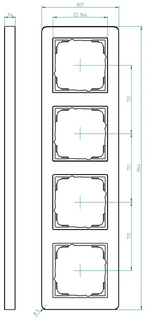 Khung GIRA System 55 Standard 4 ngăn (4-Compartment Frame) - Image 2