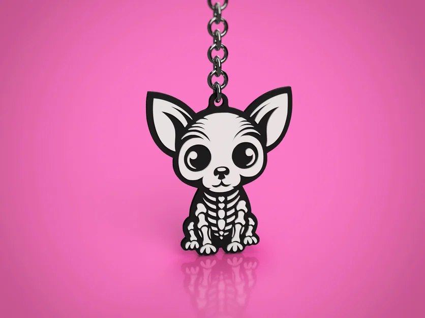 Móc khóa Chihuahua phiên bản Halloween Skeleton - Image 1