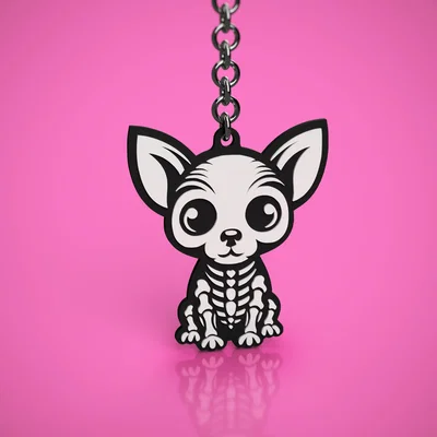 Móc khóa Chihuahua phiên bản Halloween Skeleton