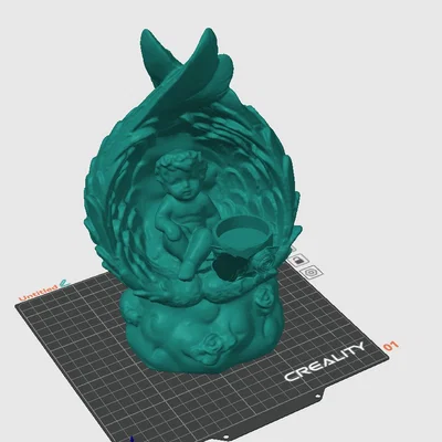 Mô hình 3D tượng thiên thần kèm đế cắm nến trang trí độc đáo