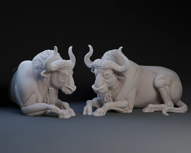 Mô hình bò tót nghỉ ngơi (Resting Bull) độc đáo để in 3D - Image 1