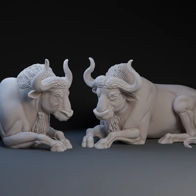 Mô hình bò tót nghỉ ngơi (Resting Bull) độc đáo để in 3D