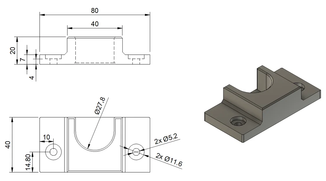 Giá treo tường/giữ rod cho thanh filament 24mm / 28mm - Image 4