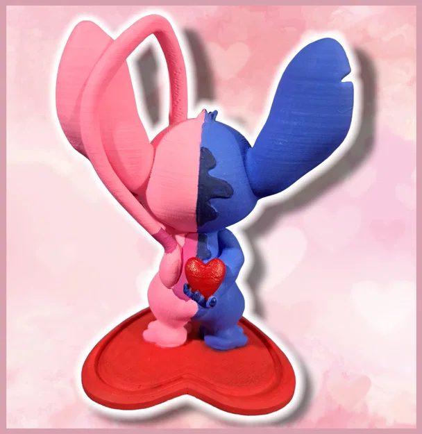 Valentines Stitch and Angel – Stitch & Angel Valentine dễ in, không cần supports - Image 2