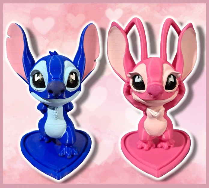 Valentines Stitch and Angel – Stitch & Angel Valentine dễ in, không cần supports - Image 3