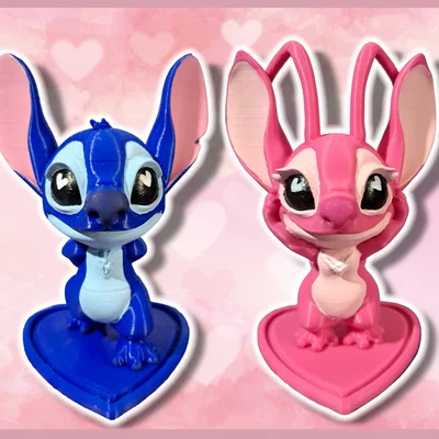 Valentines Stitch and Angel – Stitch & Angel Valentine dễ in, không cần supports