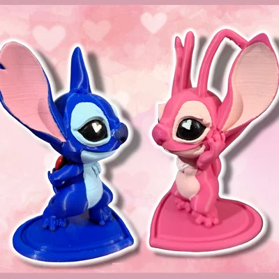 Valentines Stitch and Angel – Stitch & Angel Valentine dễ in, không cần supports