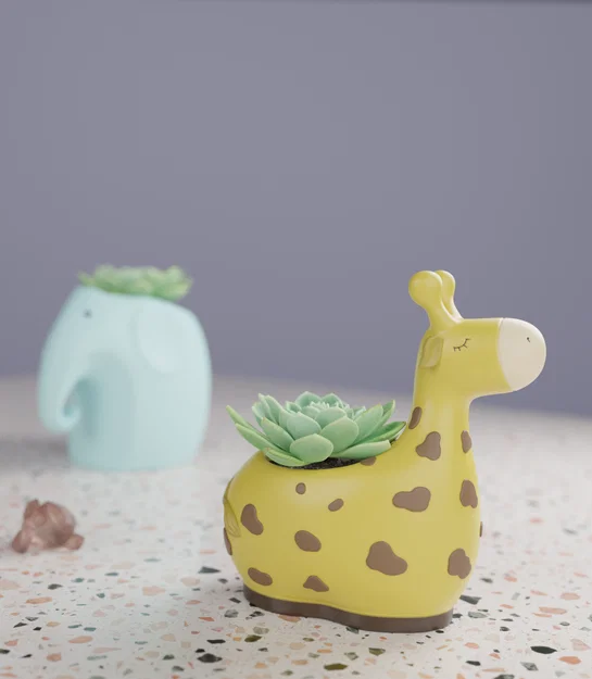 Mẫu in 3D chậu cây hươu cao cổ (Cute Giraffe Planter) dễ thương - Image 1