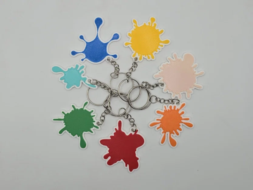 Bộ 9 Móc Khóa Họa Tiết Vệt Sơn (Paint Splatter) Dễ Thương In 3D - Image 1