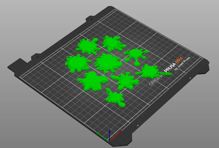 Bộ 9 Móc Khóa Họa Tiết Vệt Sơn (Paint Splatter) Dễ Thương In 3D - Image 2