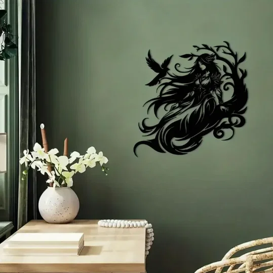 Mẫu tranh treo tường 3D nghệ thuật Nàng Tiên và Quạ cực đẹp - Image 1