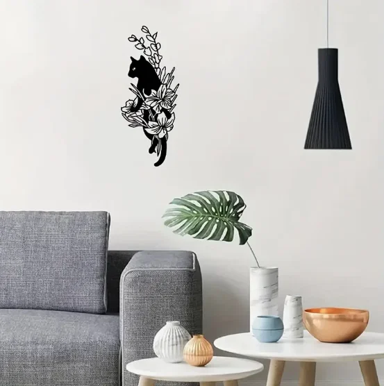 Mẫu in 3D Black Cat Wall Decoration trang trí tường nhà đẹp - Image 1