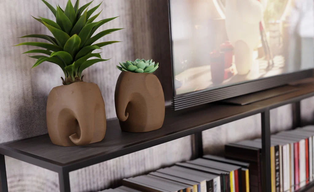 Mẫu in 3D chậu cây chú voi dễ thương trang trí bàn làm việc - Image 1