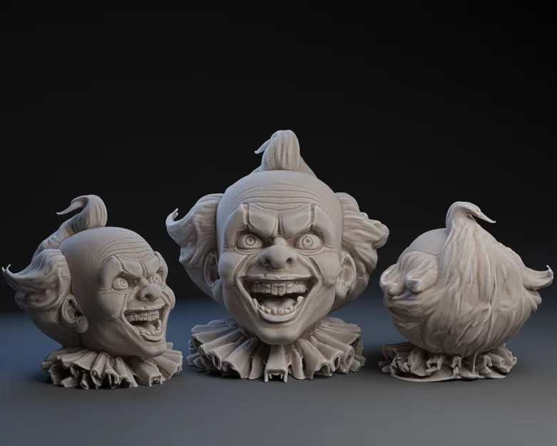 Mô hình đầu chú hề rùng rợn (Creepy Clown Head) - File in 3D chất lượng - Image 1