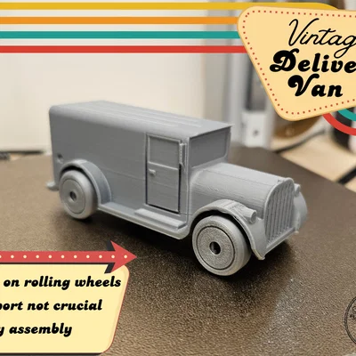 Xe Van Giao Hàng Retro (Panel Van/Truck) Dễ In