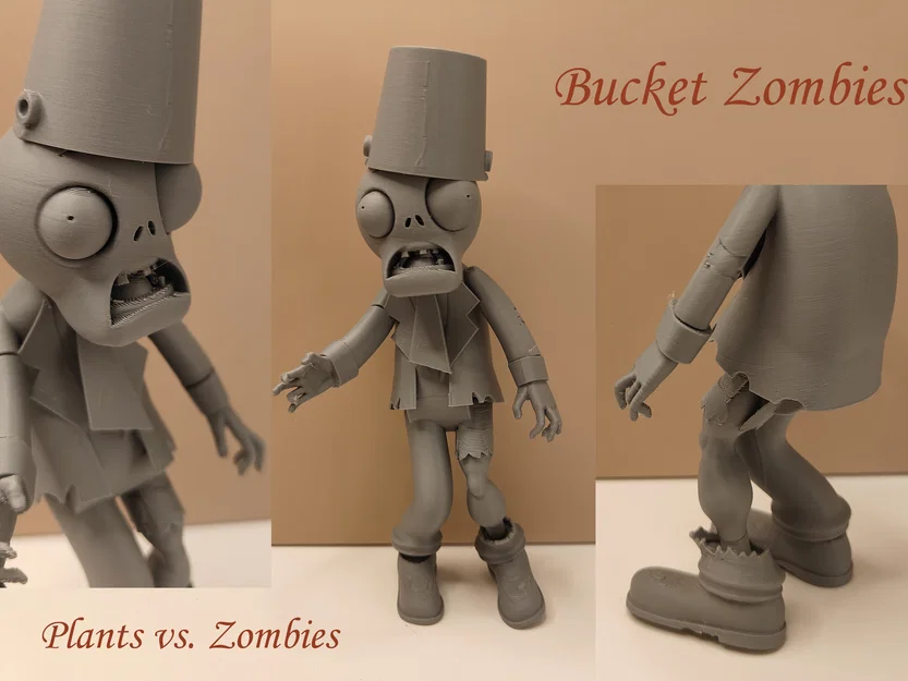 Mô hình 3D Zombie đội xô Plants vs. Zombies có khớp cử động - Image 1