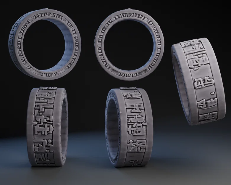 Mẫu nhẫn Euclid’s Cypher cổ điển phong cách Ai Cập in 3D - Image 1