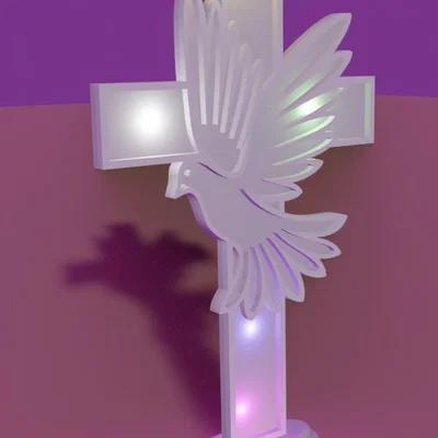 Mô hình trang trí Chim Bồ Câu Hòa Bình kết hợp Thánh Giá in 3D