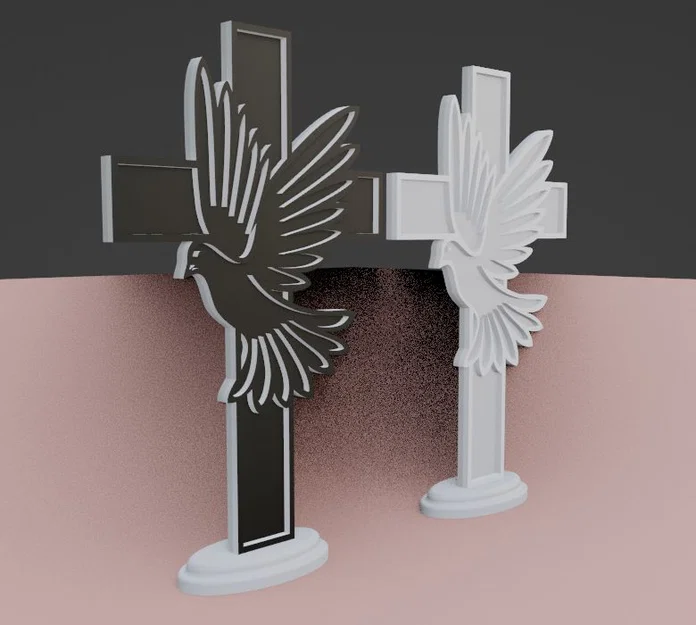 Mô hình trang trí Chim Bồ Câu Hòa Bình kết hợp Thánh Giá in 3D - Image 2