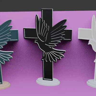 Mô hình trang trí Chim Bồ Câu Hòa Bình kết hợp Thánh Giá in 3D