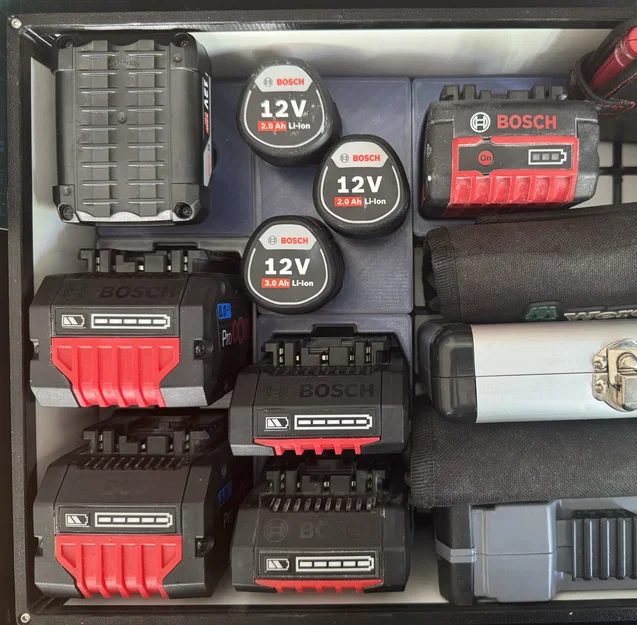 Đế giữ pin BOSCH 12V chuẩn Gridfinity - Gọn gàng, chuyên nghiệp - Image 4