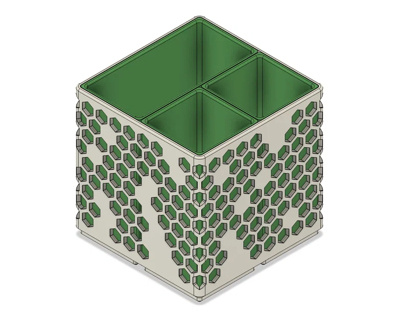 Ống cắm bút Gridfinity 3 ngăn họa tiết lục giác v2 - Image 2